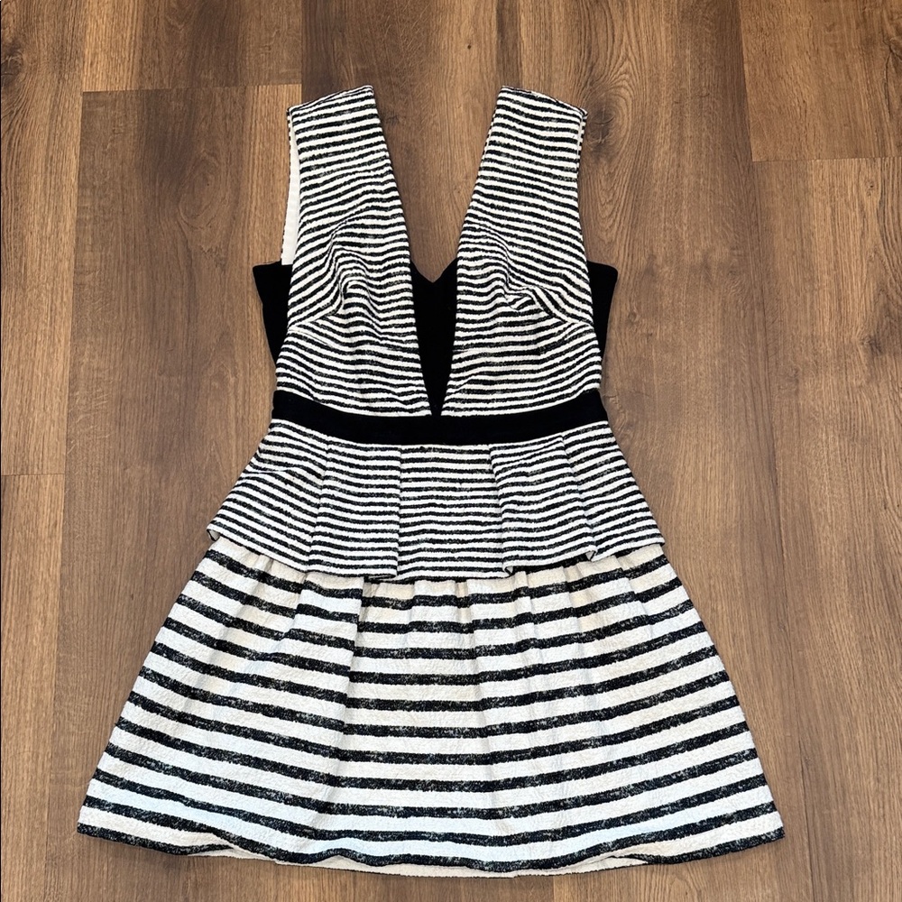 BCBGMaxAzria Black and White Striped Garment